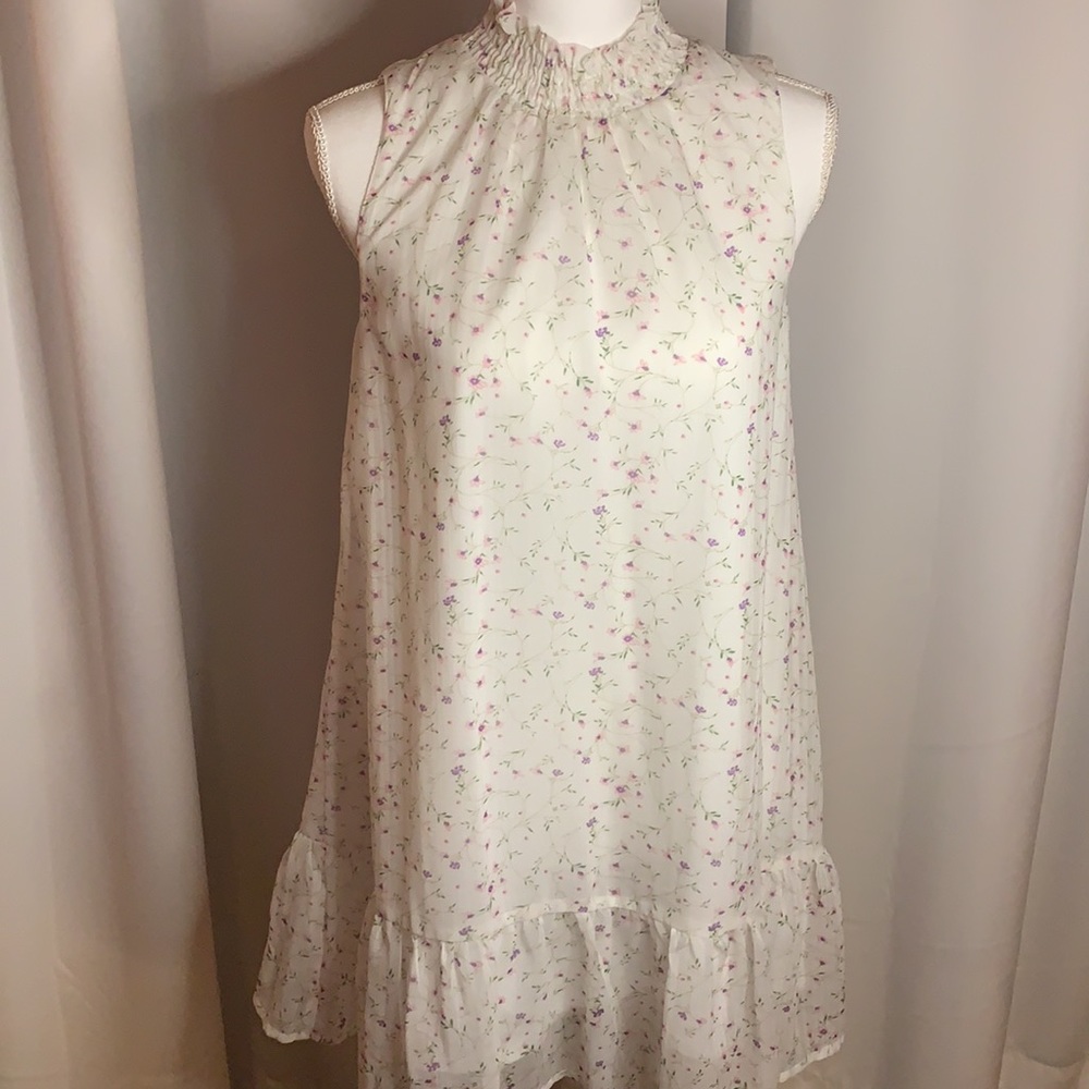 Sleeveless Smocked Neck Sleeveless Floral Dress
